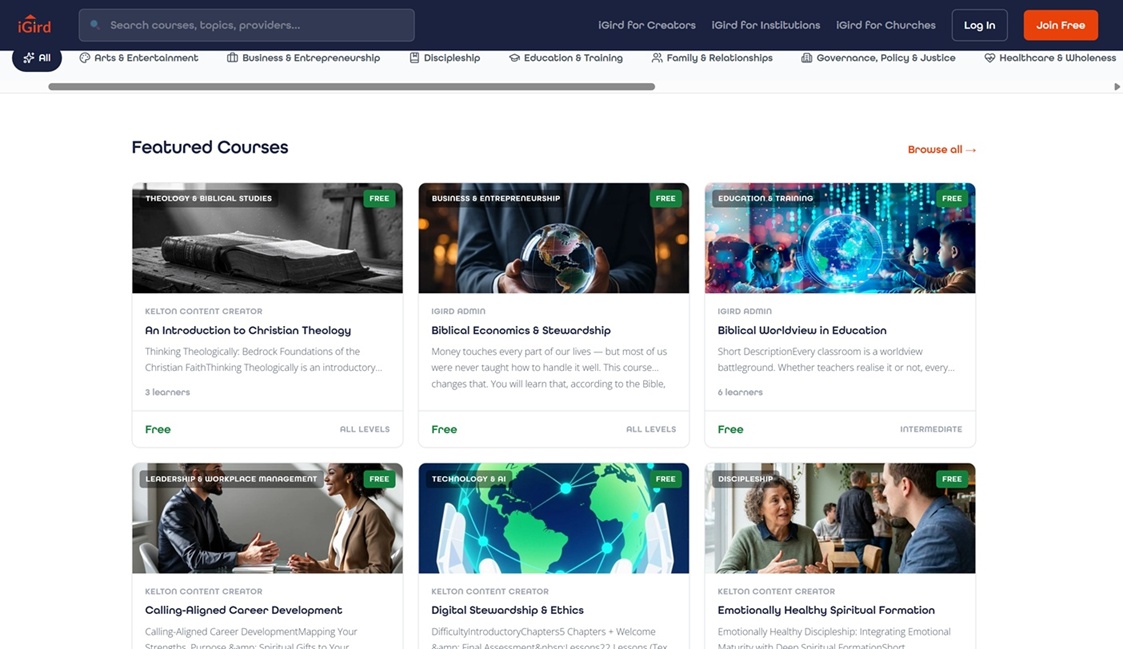 iGird learning platform interface