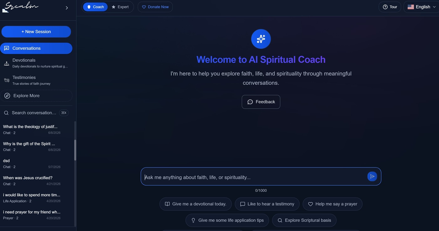 Srealm Spirit Realm discipleship platform interface